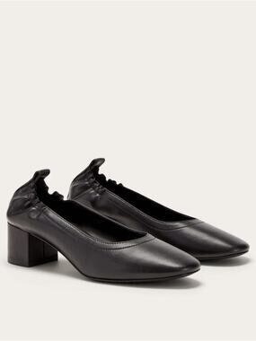 Everlane The Day Heel Black Leather Shoes Size 6.5 Minimal Classic NWOB Chic